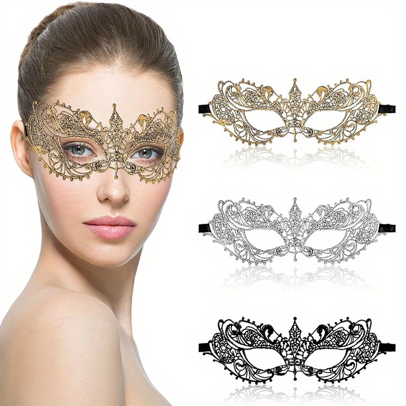 

3pcs Sexy Glamorous Lace Eye Mask Masquerade Mardi Gras Halloween Masquerade Lace Eye Mask 3pcs Halloween Masquerade Lace Mask 3pcs
