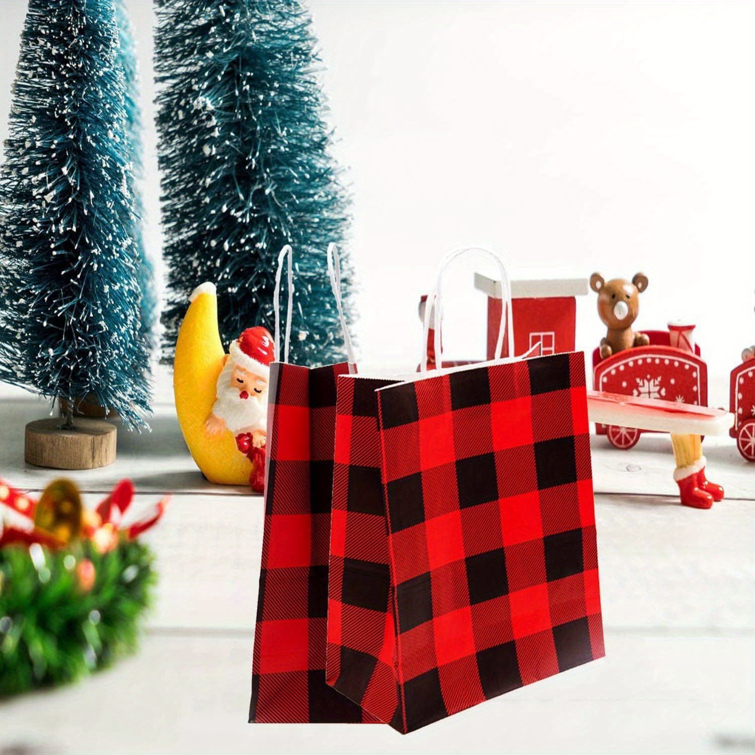 Santa Buffalo Plaid Wishes Kraft Red and Black Holiday /Christmas