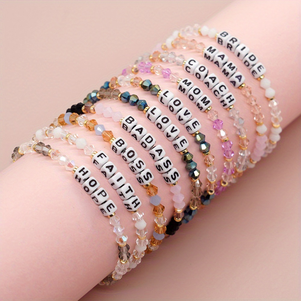 Colourful Crystal Gemstone Word Bracelet With Meaning