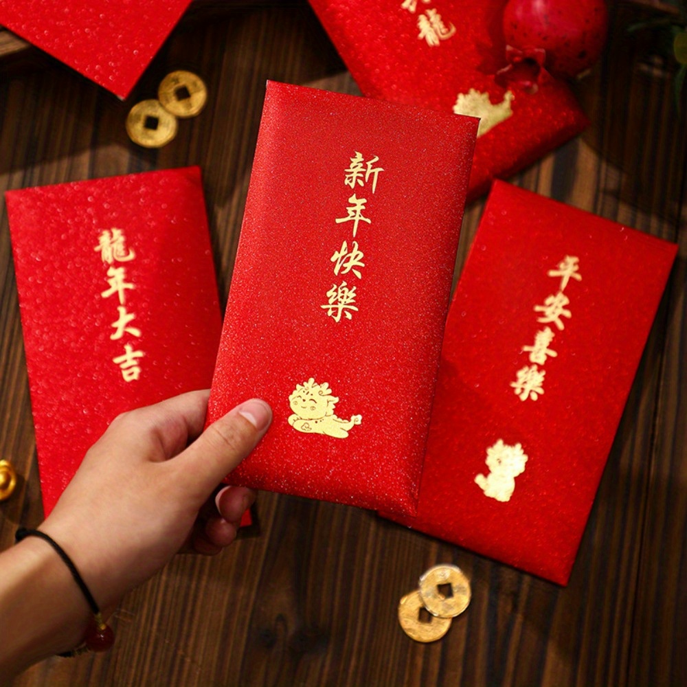 6 Pièces/paquet Enveloppe Rouge L'année Dragon Enveloppe - Temu