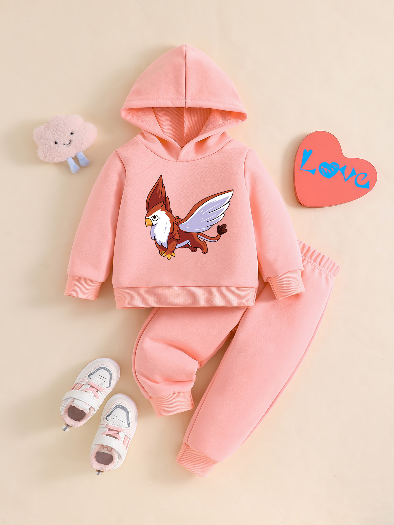 Girl's Toddler Hoodie Suit Cartoon Griffin Print Casual Long