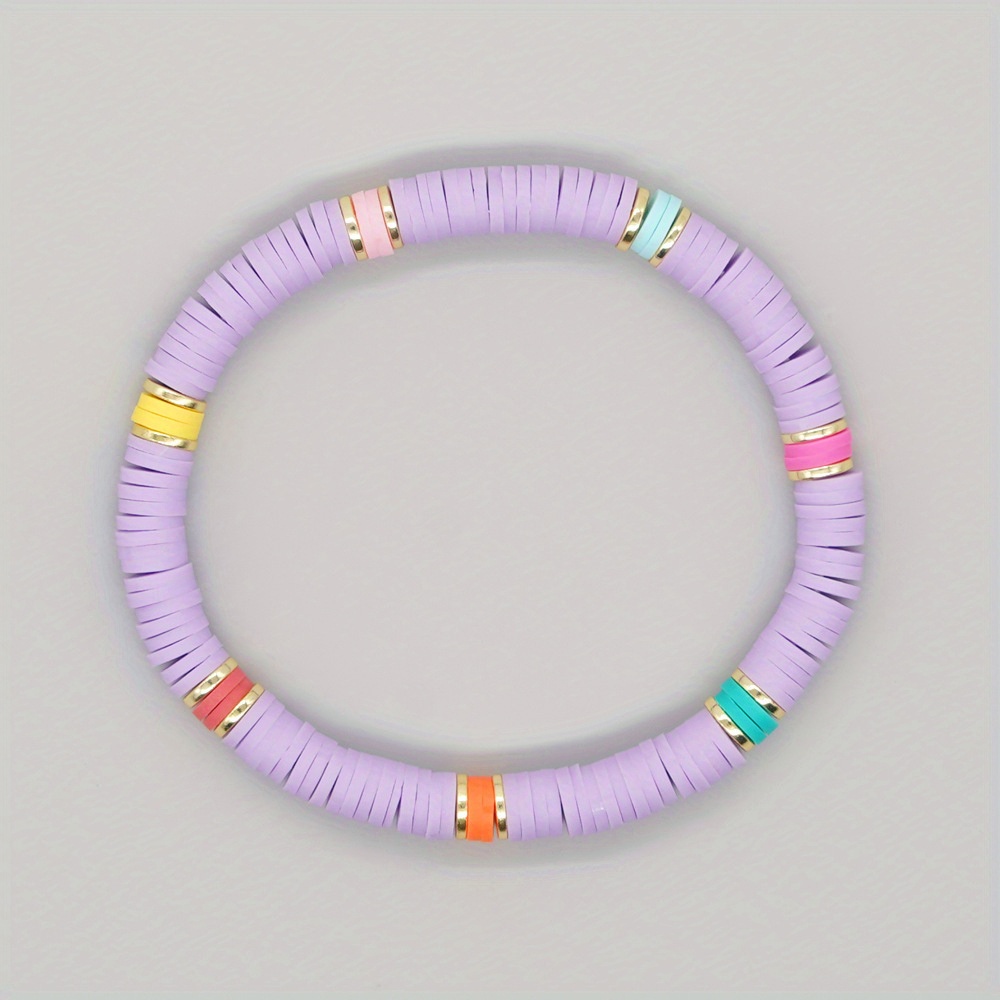 Boho Style Soft Clay Beads Beaded Bracelet Handmade Simple - Temu