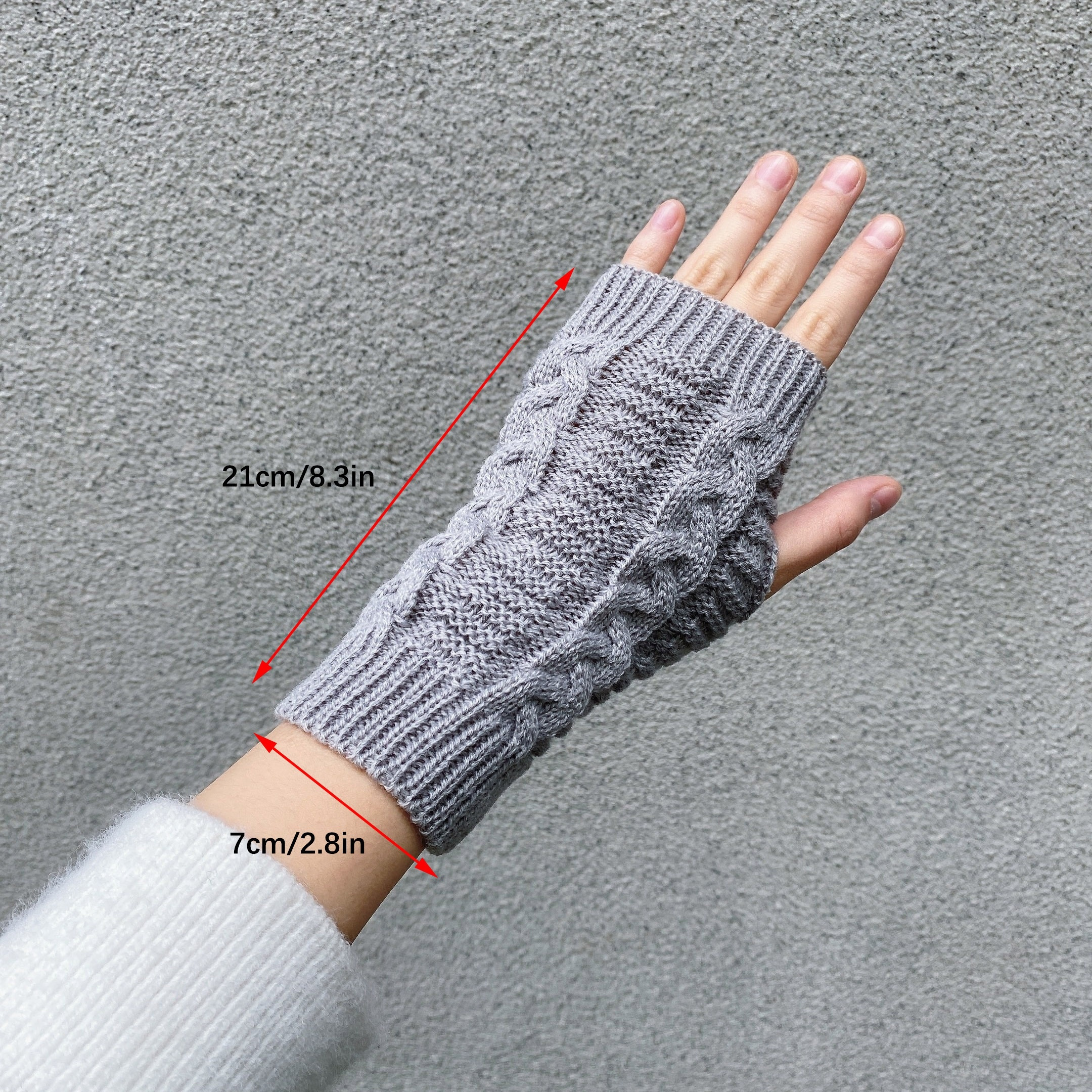 Fingerless Gloves Wrist Warmers Mittens Grey Gray Warm Cozy Women