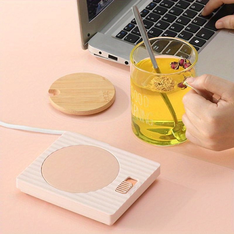 USB Coffee Mug Warmer Coaster Wood Electric Cup Heater Milk Tea Heating  Plate