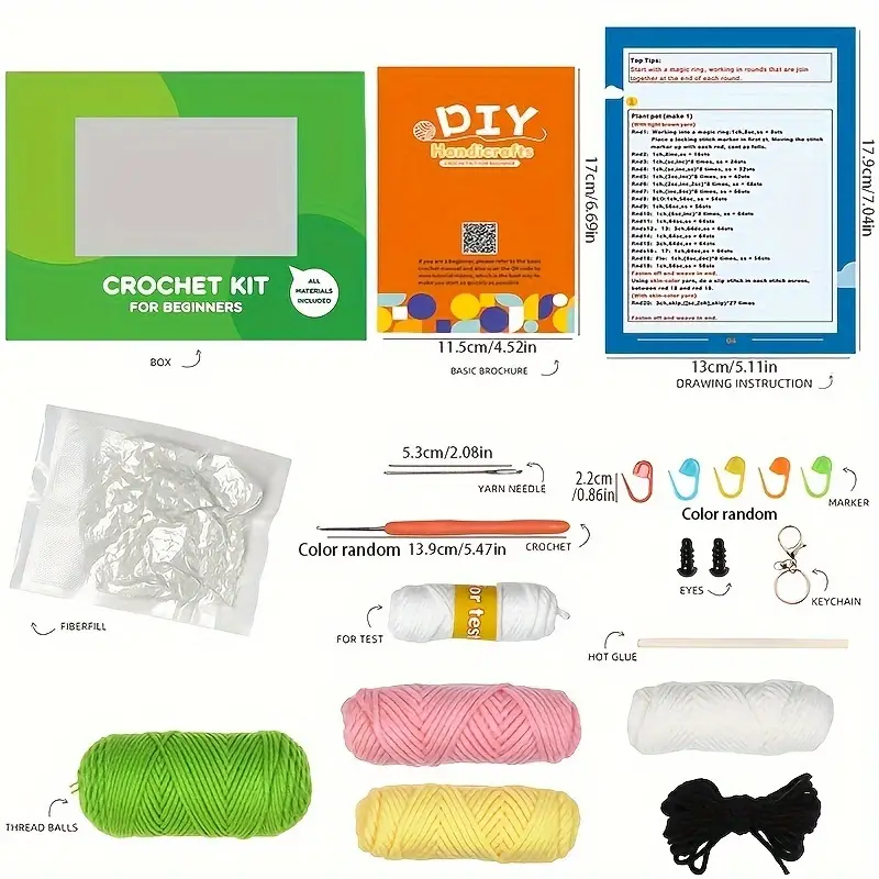 1set English Manual New Monster Crochet Handmade DIY Doll Weaving Starter  Material Package Beginner Crochet Starter Kit (tool Accessories Color Random