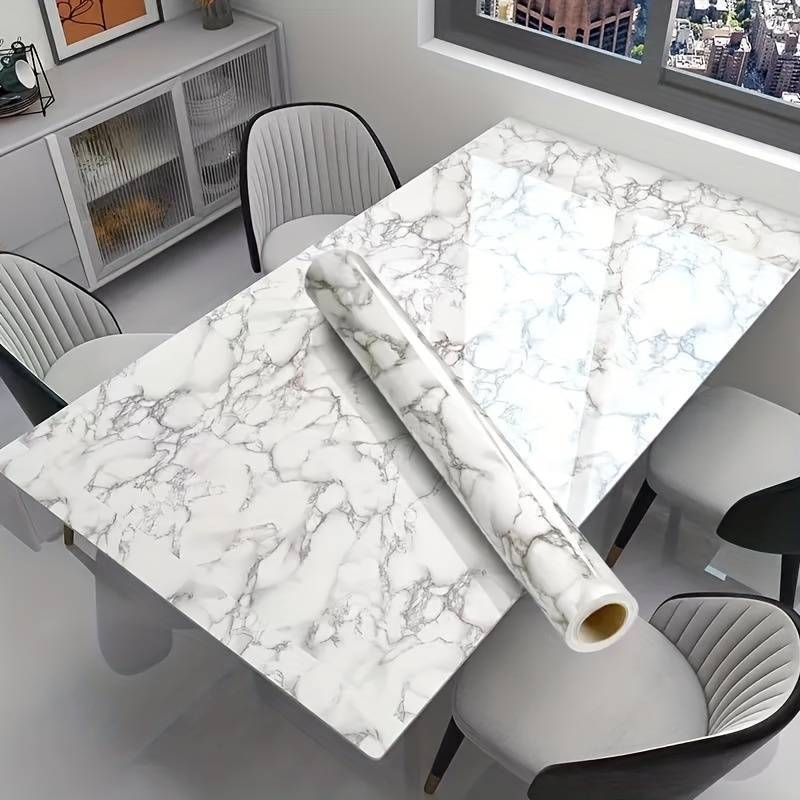 1pc marble pattern waterproof wall stickers table stickers heat and oil resistant kitchen wallpaper cabinet stickers self   stickers for furniture   for bathroom and kitchen home supplies home decor drawer organizer details 5