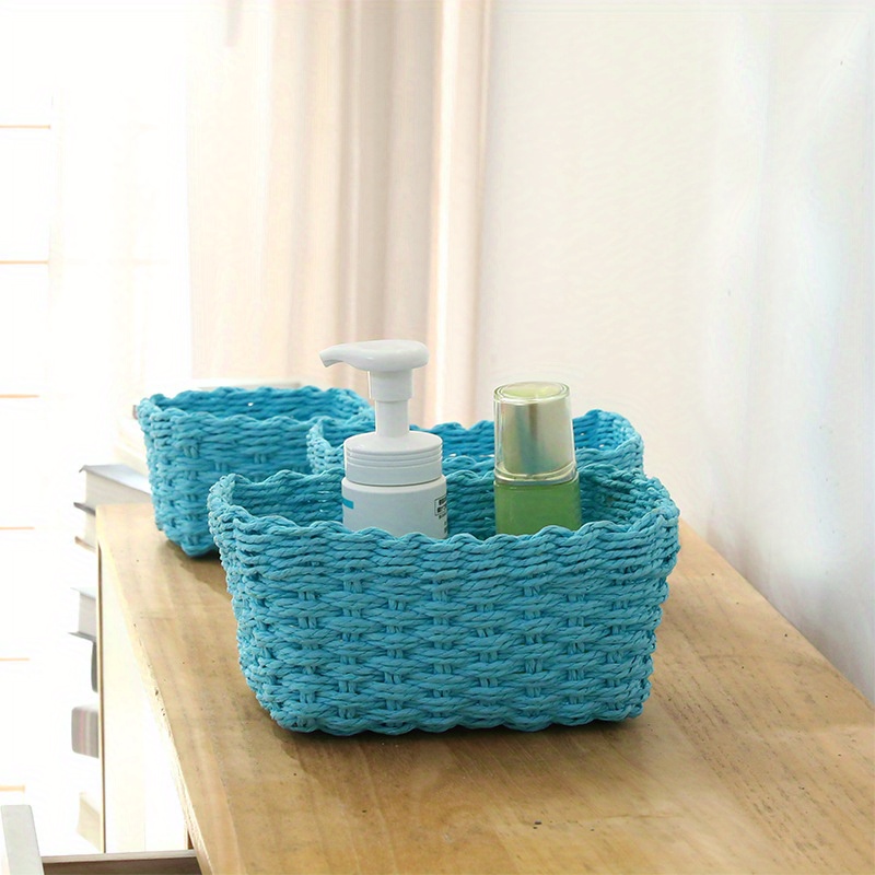 3pcs Large Woven Storage Basket For Living Room, Desk, Toy, Office