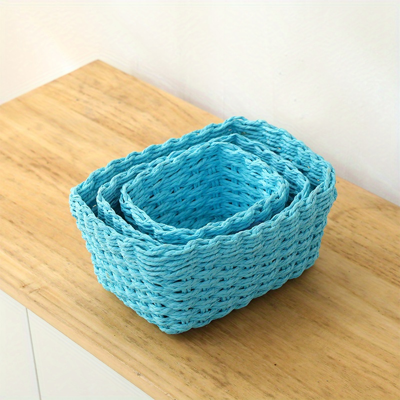 3pcs Large Woven Storage Basket For Living Room, Desk, Toy, Office