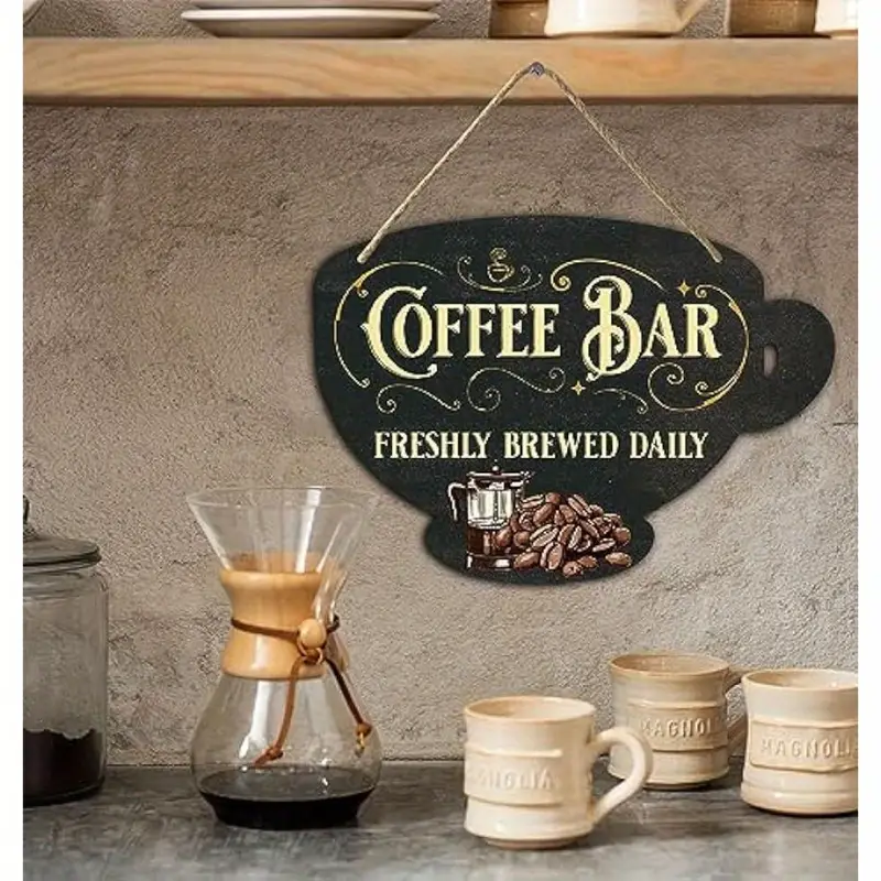Coffee Bar Signs Freshly Brewed Daily Coffee Bar Accessories - Temu
