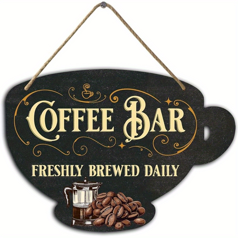 Coffee Bar Signs Freshly Brewed Daily Coffee Bar Accessories - Temu