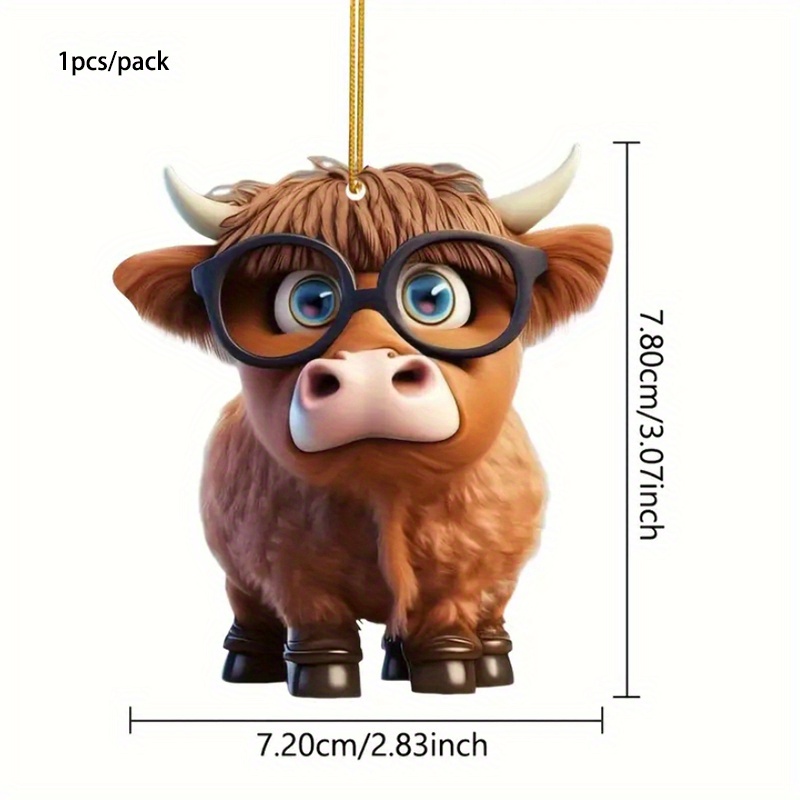 Cartoon Highland Cow Acrylic Pendant Christmas Pendants - Temu