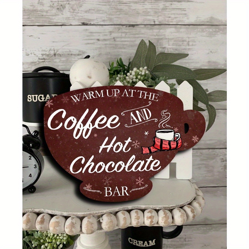 Hot Cocoa Served Here Sign Hot Cocoa Cup Wooden Sign Retro Hot Cocoa Bar  Decor Coffee Shop Hot Cocoa Accessories Wall Decorations for Home Kitchen