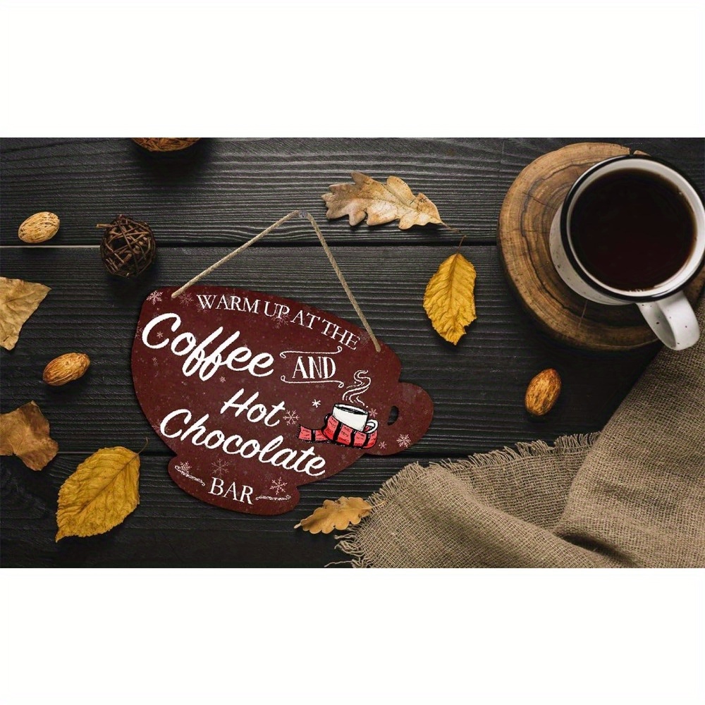 Hot Cocoa Served Here Sign Hot Cocoa Cup Wooden Sign Retro Hot Cocoa Bar  Decor Coffee Shop Hot Cocoa Accessories Wall Decorations for Home Kitchen