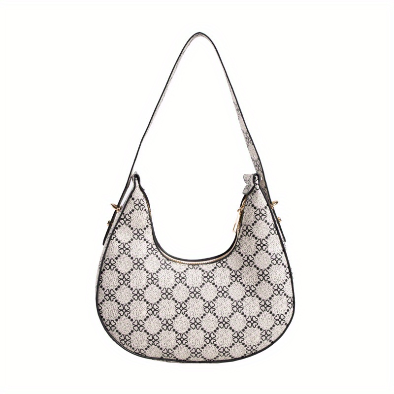Luxury Pattern Hobo Bag For Women, Classic Style Shoulder Bag, Fashion Crescent  Handbag & Purse - Temu