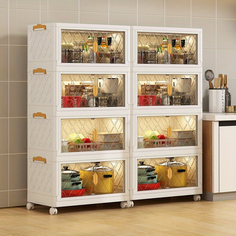Foldable Kitchen Cabinet Organizer Stackable Grocery Snack