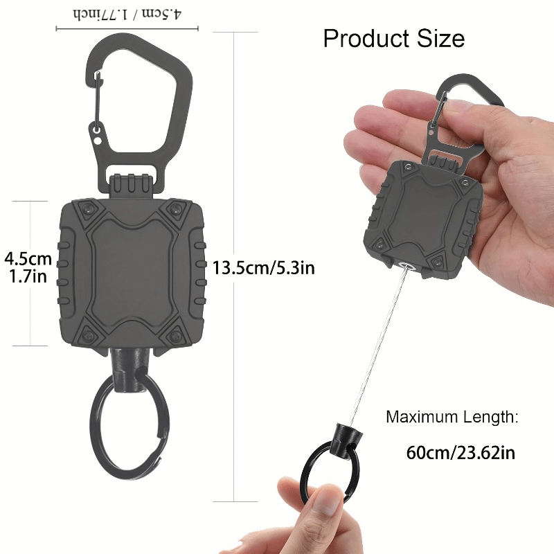 Retractable Id Badge Reel Keychain Heavy Duty Carabiner - Temu