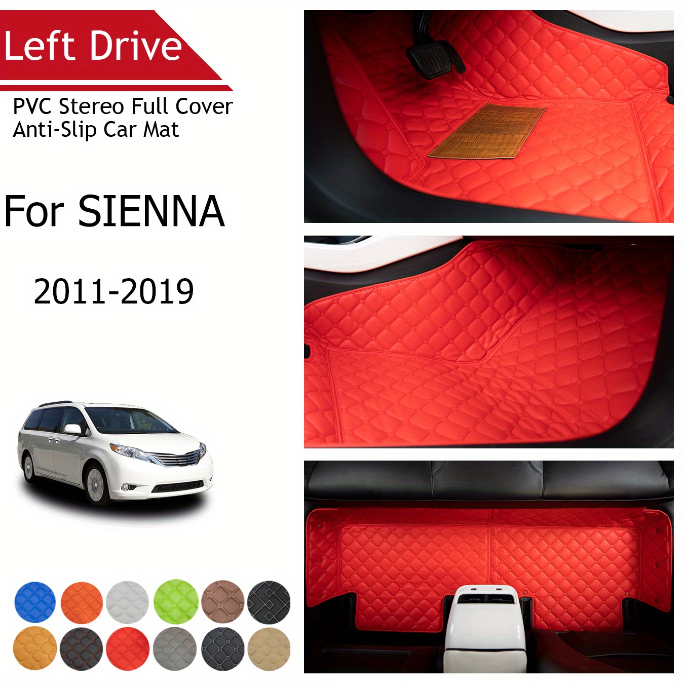 

Tegart [lhd]for Toyota For Sienna (7seats) 2011-2019 3 Layer Pvc Stereo Full Cover Anti-slip Car Mat