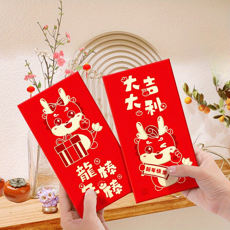 6pcs Red Envelope Chinese New Year 2024 Lucky Purse Gifts for Kids