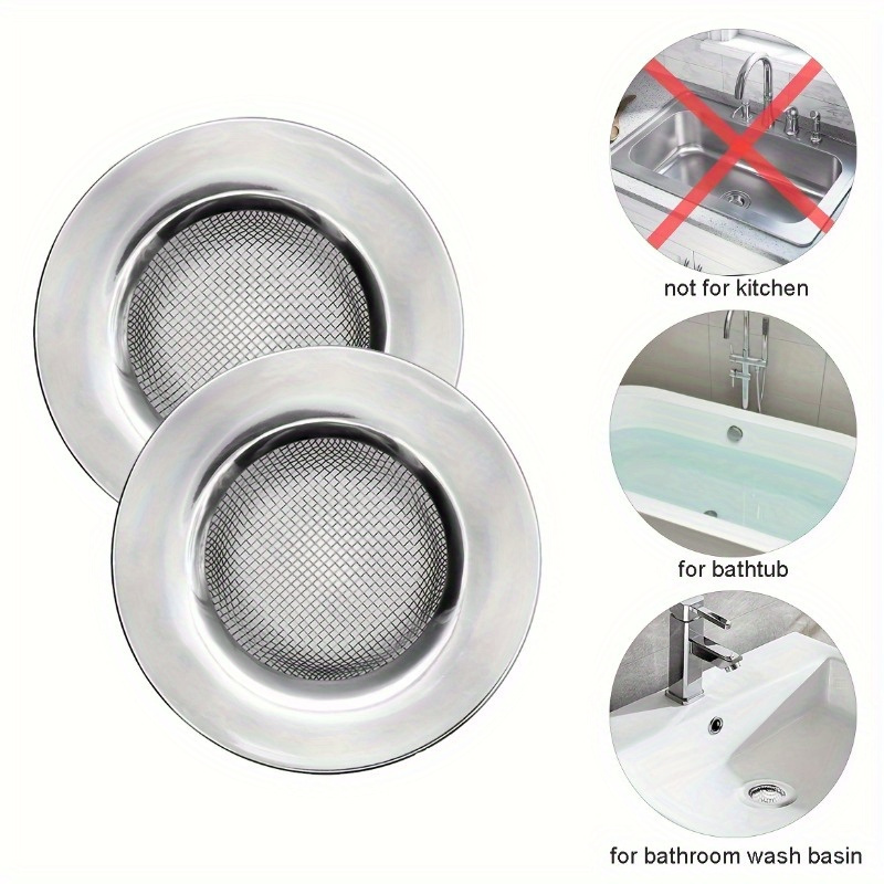 Seatery 2PCS Bathtub Drain Strainers, Shower Drain Filter Baskets,  Stainless Steel Hair Catcher for Bathroom Laundry Floor Drain, Fit for  1.75-3.0