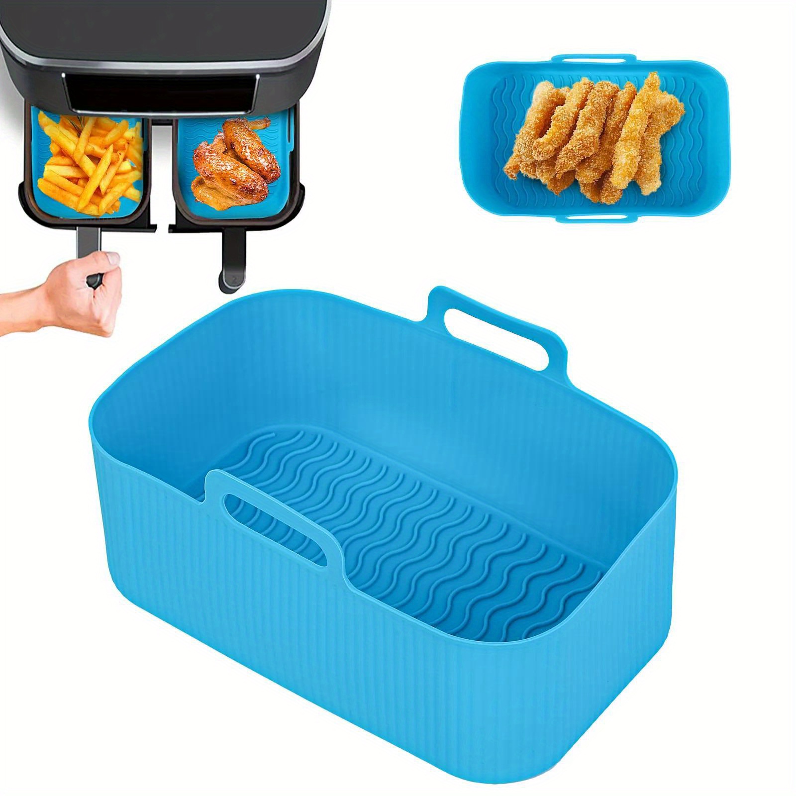 Air Fryer Silicone Tray Rectangle Oven Baking Tray Basket Reusable