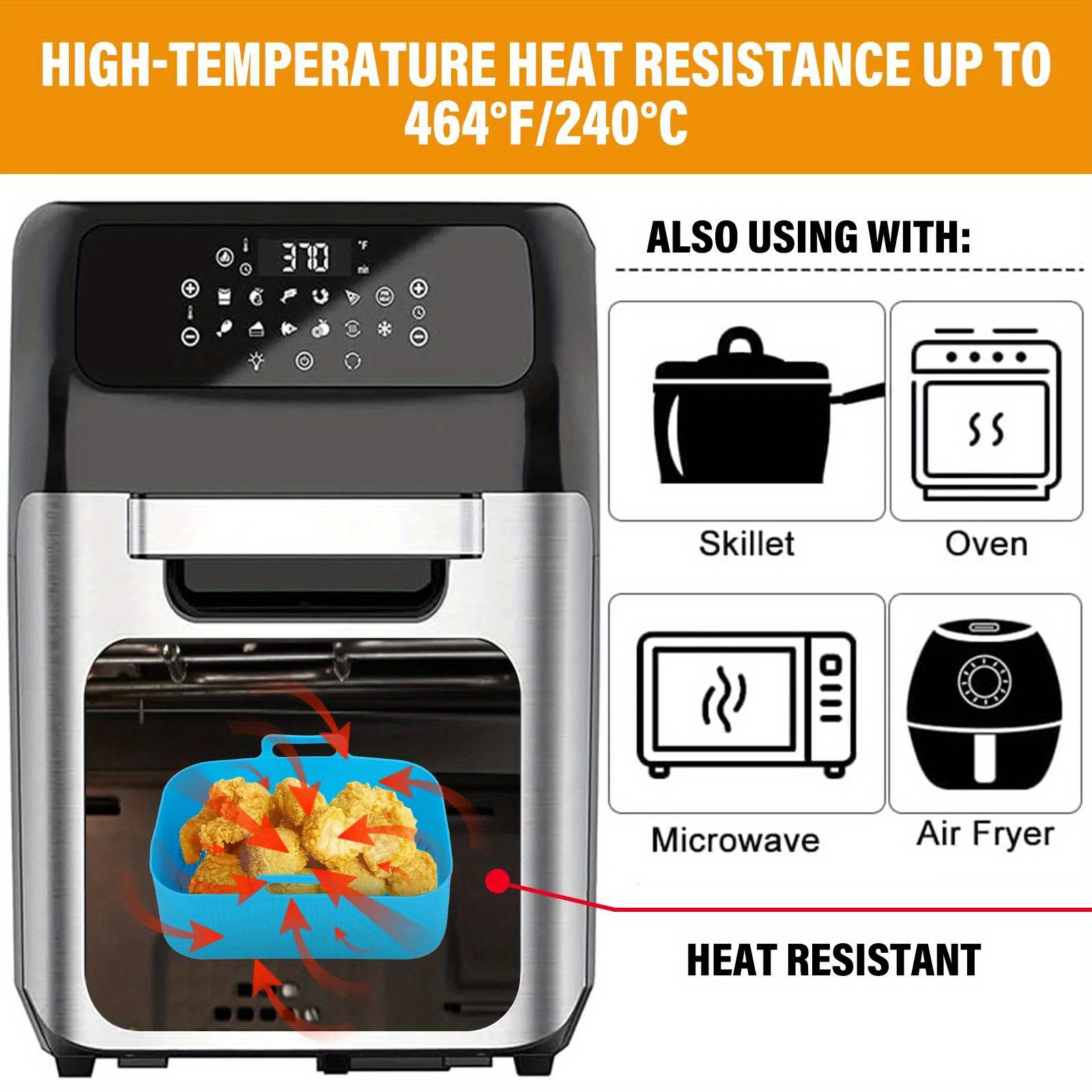 Square Air Fryer Silicone Pot Reusable Air Fryers Liners Oven Baking Tray,  Home Kitchen Air Fryer Accessories - Temu United Arab Emirates