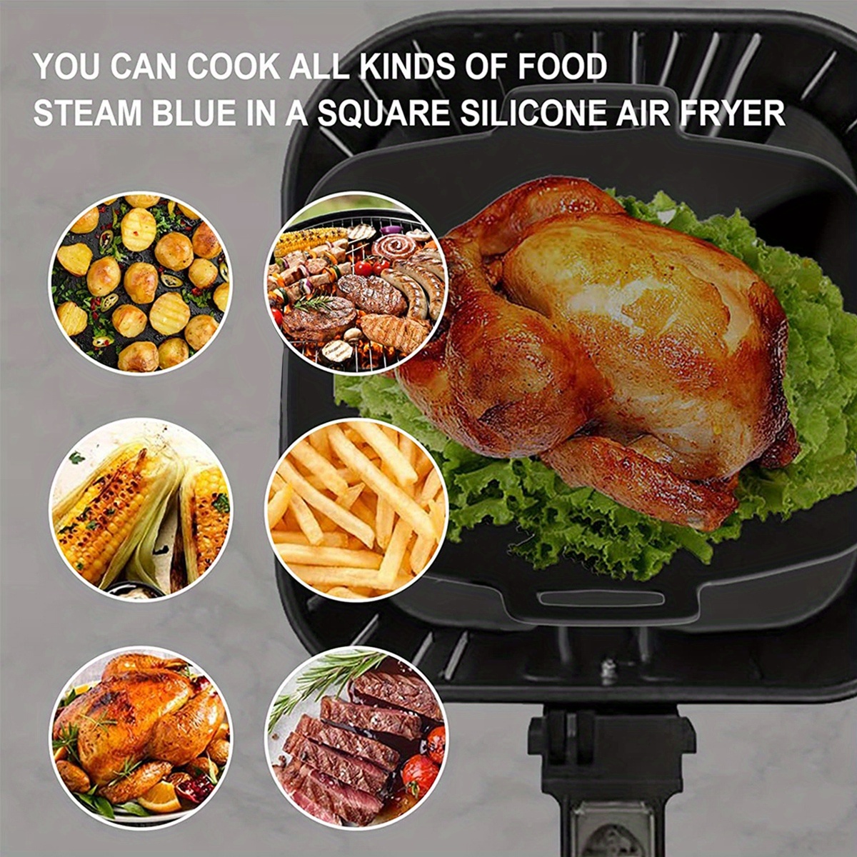 Rectangle Air Fryer Silicone Tray Oven Baking Basket Reusable Easy To Clean  Cooking Pizza Dessert Bbq Kitchen Accessories Oven Accessories Air Fryer  Accessories Baking Supplies Kitchen Accessories - Temu