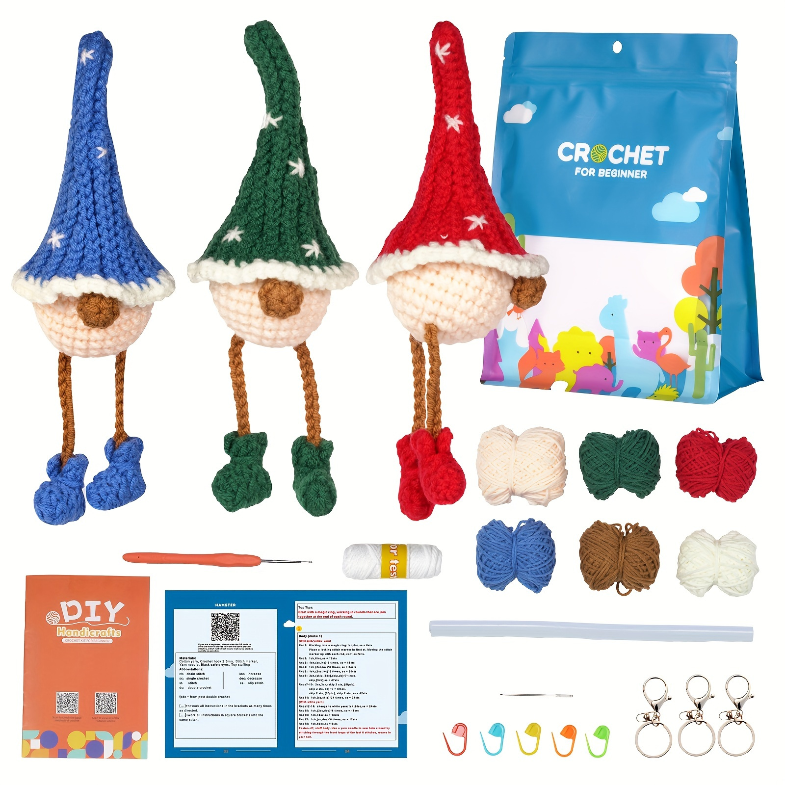 New Crochet Material Package Contains English Instruction Manual, Beginner  Crochet Yarn Kit For Adults, Knitting Handmade Diy Cartoon Doll For  Beginners - Temu