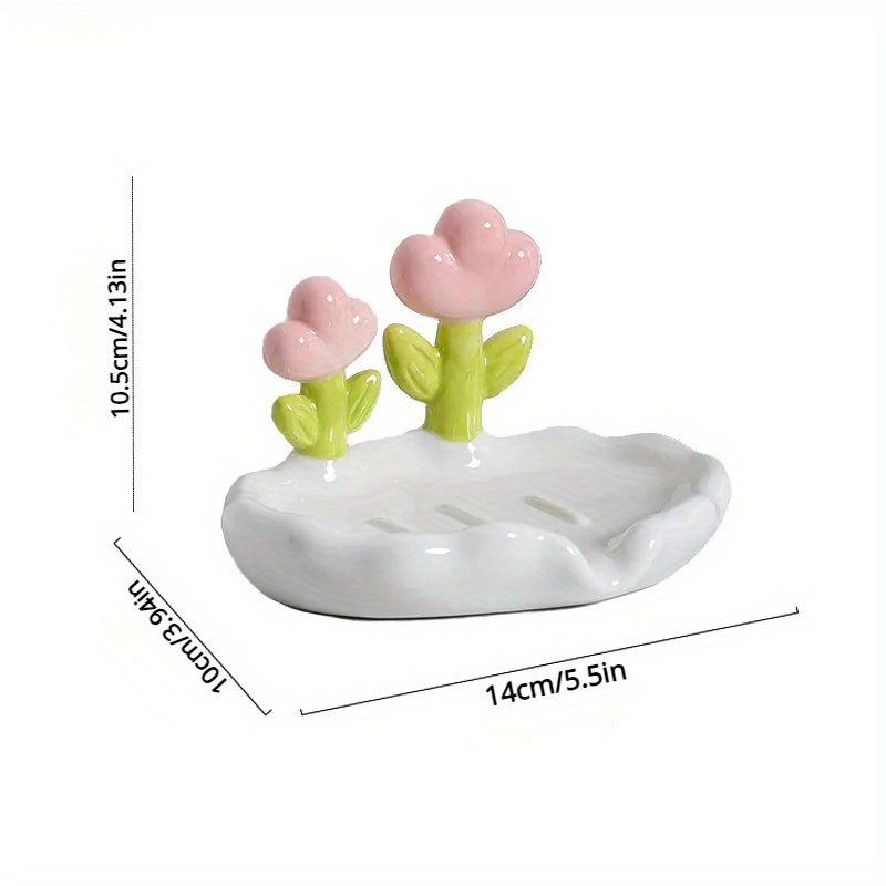 1pcs Plastic Cute Flower Soap Dish, Drain Soap Tray, Self Draining Soap  Holder, Soap Storage Rack For Bathroom Accessories