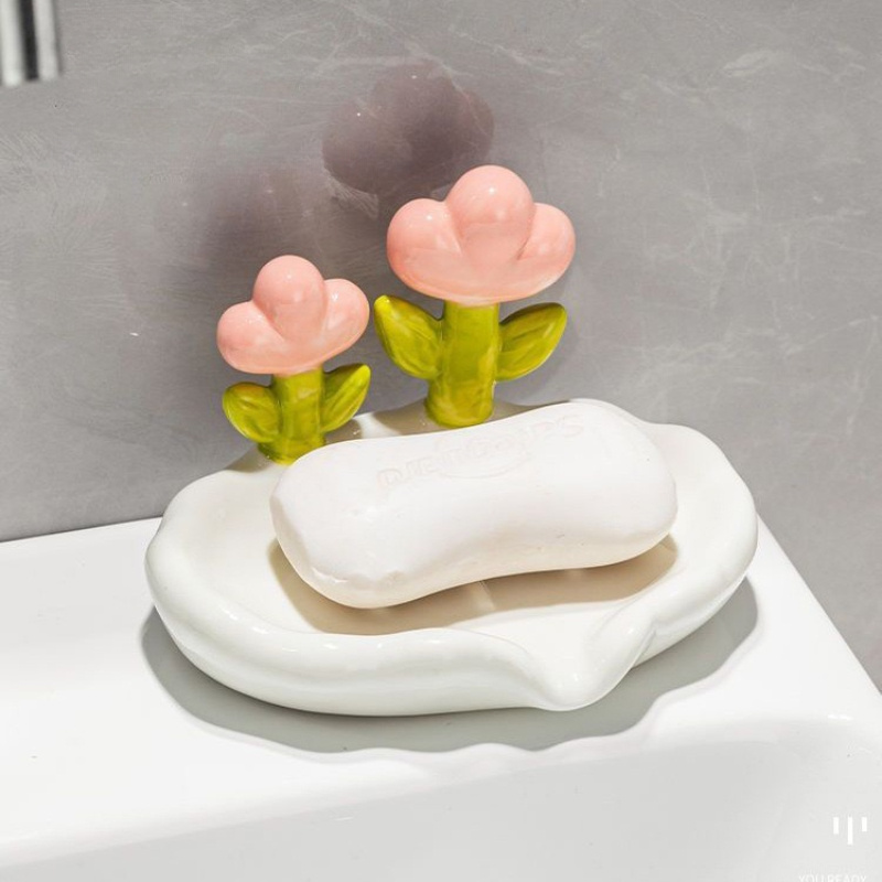 Creative Home Floral Scroll Clear Glass Soap Dish .