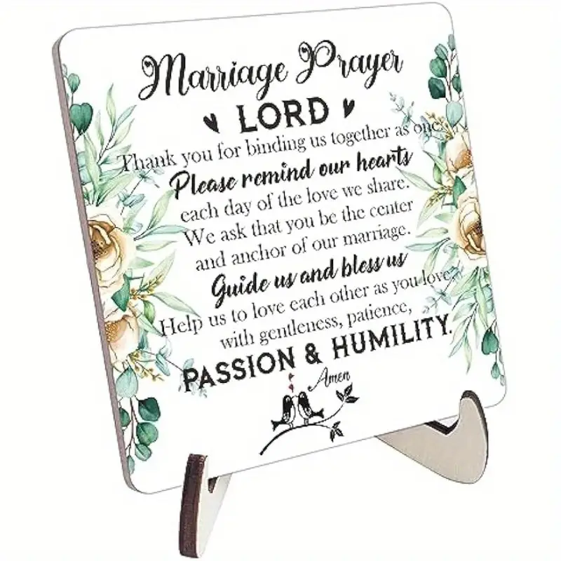 1pc, Wedding Gifts For Newlyweds, Marriage Prayer Wood Plaque Gift, Classy  Wedding Gift Or Marriage Gifts, For Couple- Ideal Bridal Shower Gift Desk S