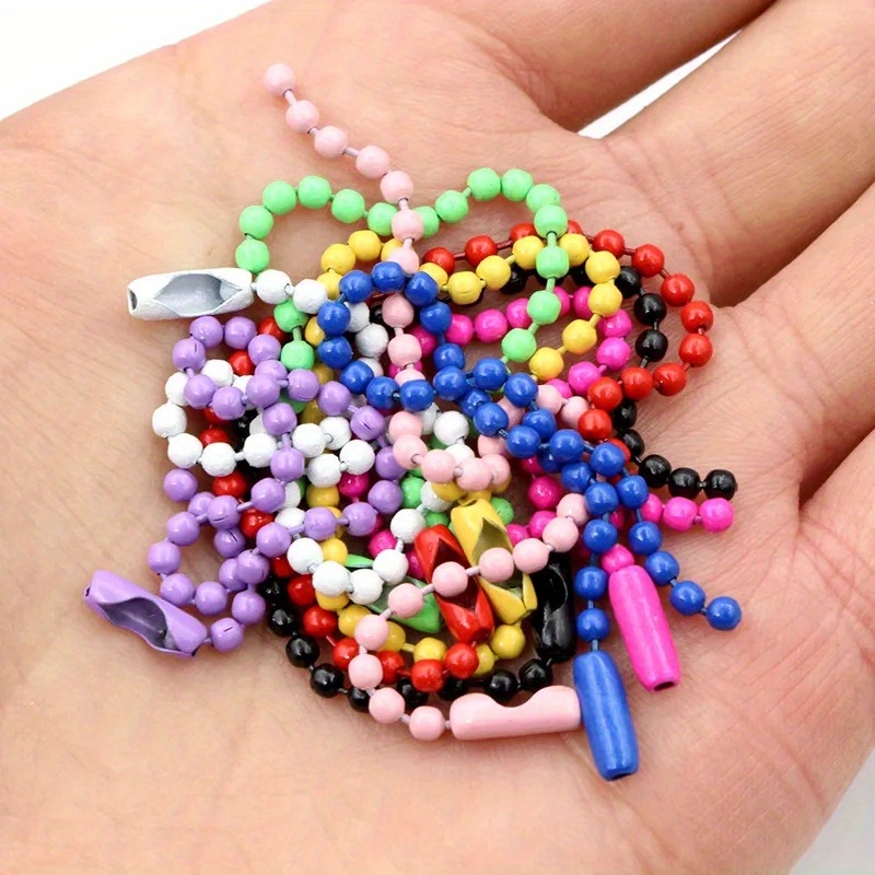 Colorful Round Beads Alloy Ball Chain For Diy Bracelet Key - Temu
