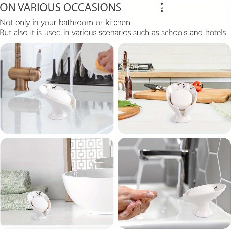 1PCS Self Draining Soap Dish Holder For Shower, Bathroom, Kitchen White