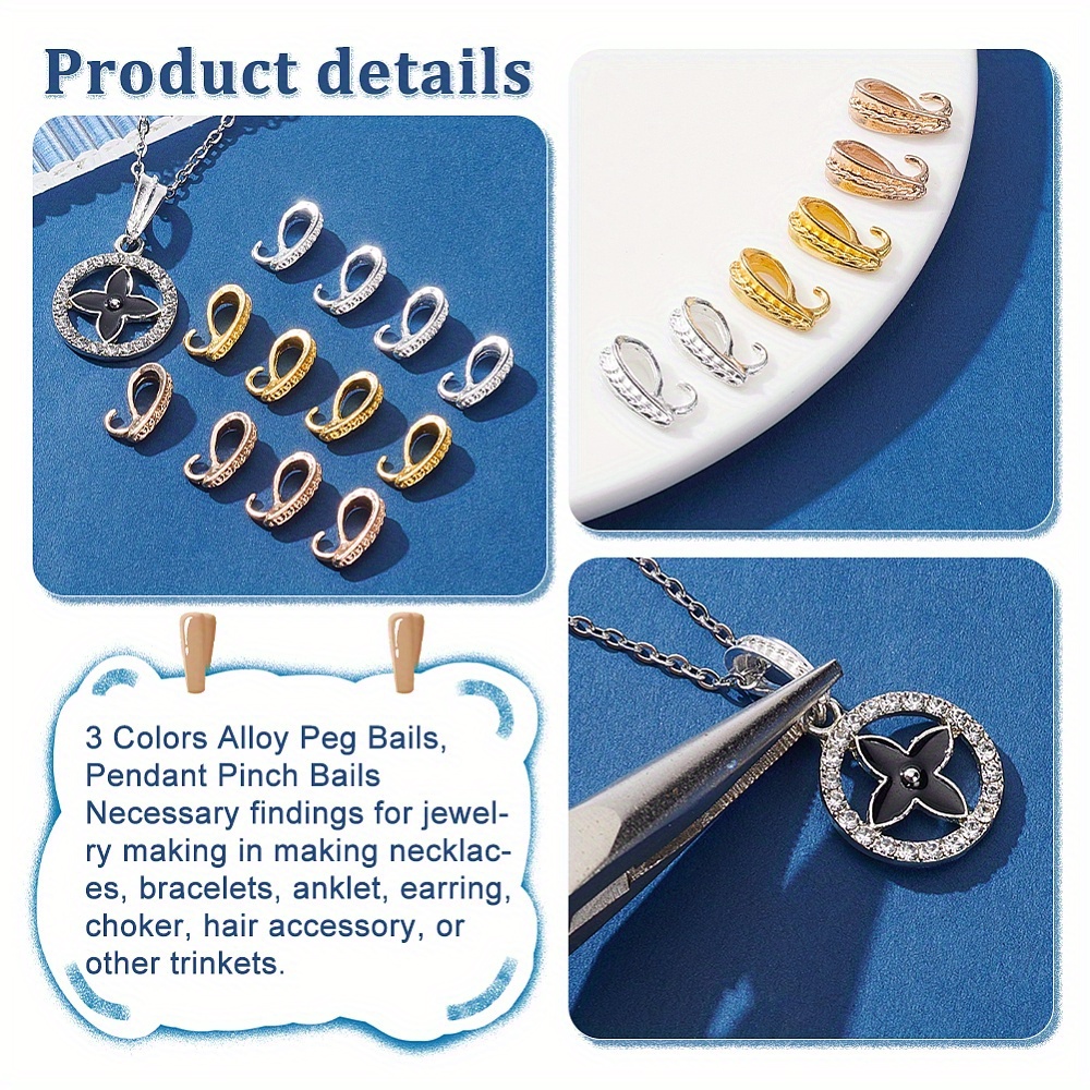 20pcs Iron Ice Pick Pinch Bails Pendants Clasps Clips Bails Connectors  Charm Bail Beads Jewelry Findings