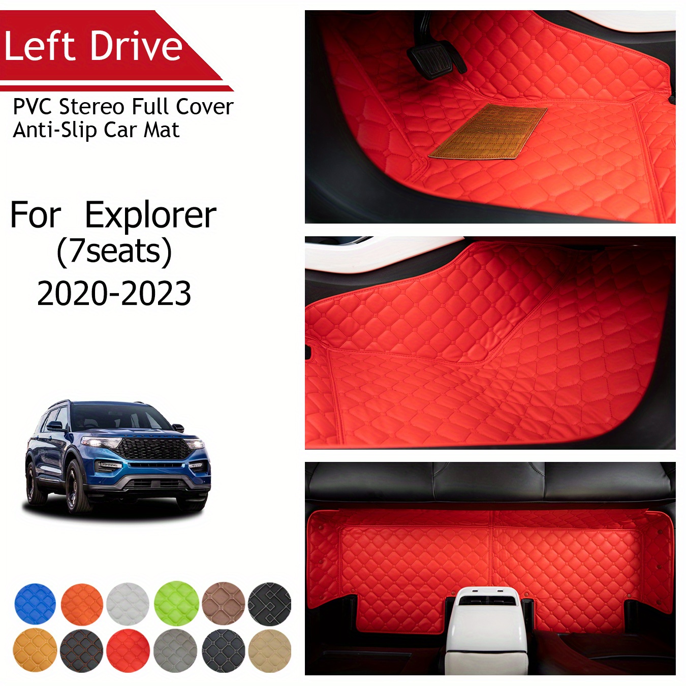

Tegart [lhd]for Ford For Explorer ( 7seats) 2020-2023 3 Layer Pvc Stereo Full Cover Anti-slip Car Mat