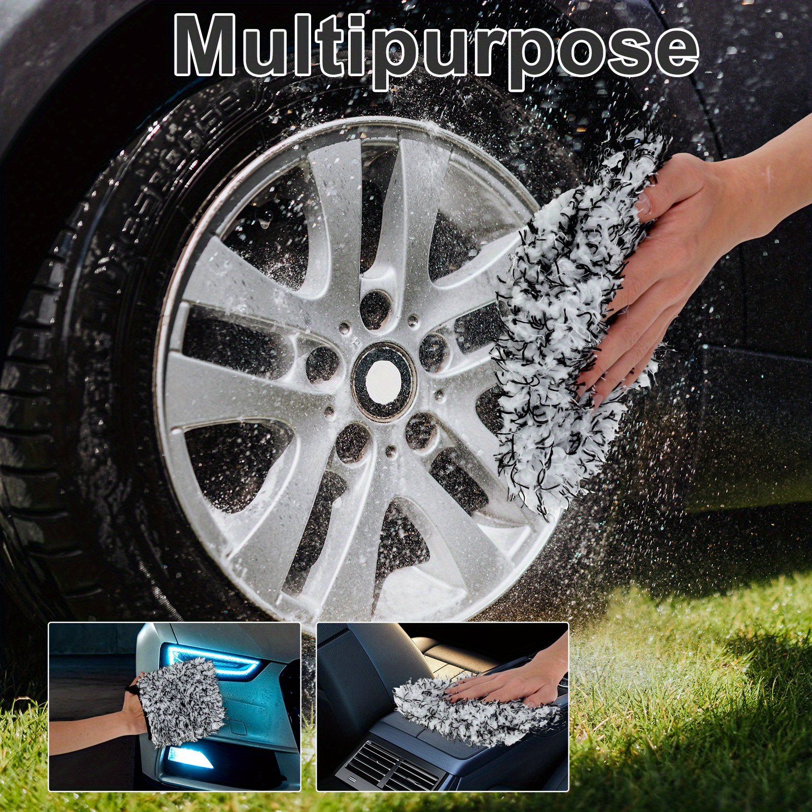 2Pcs Clay Mitt Non-Scratch Fiber Auto Detailing Mitt Reusable Car