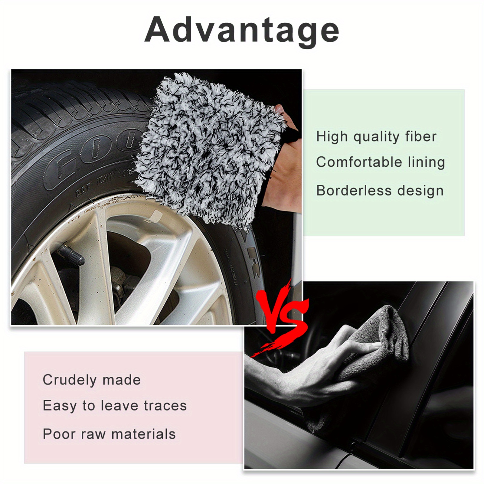 2Pcs Clay Mitt Non-Scratch Fiber Auto Detailing Mitt Reusable Car