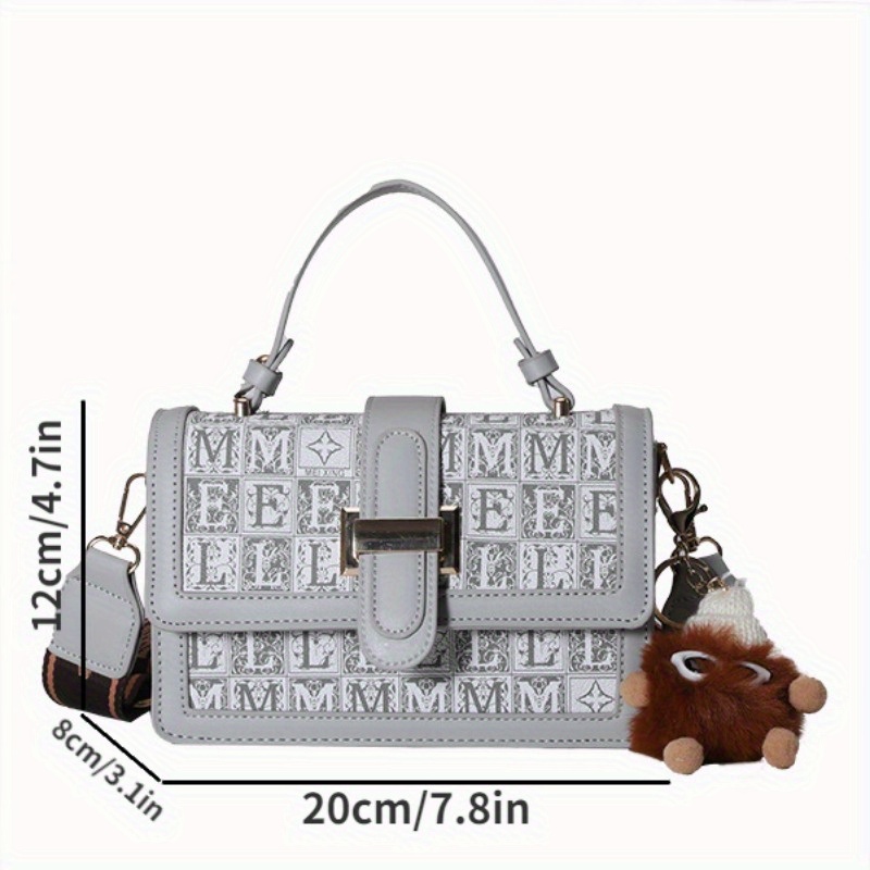 Mini Square Handbag For Women, Letter Print Crossbody Bag, Retro