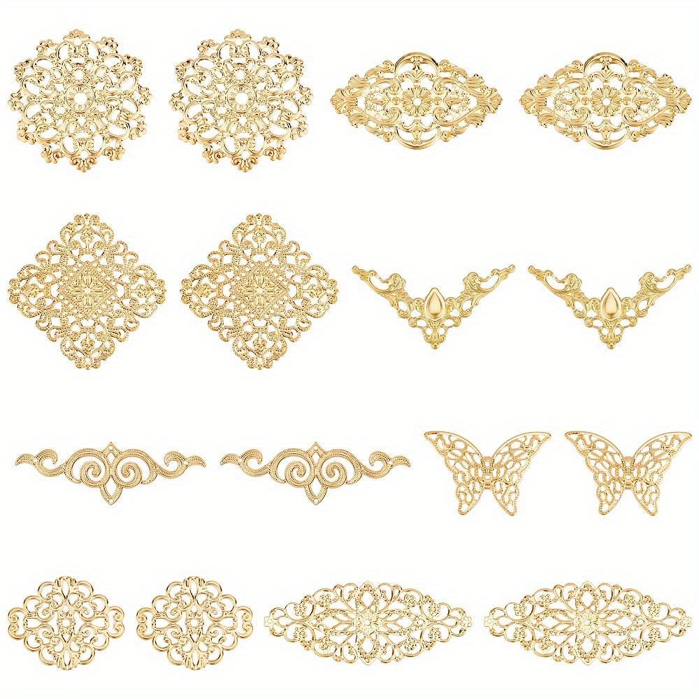 Filigree Flower Connectors Bracelet Making Charm Jewelry Connector Charms  10Pcs