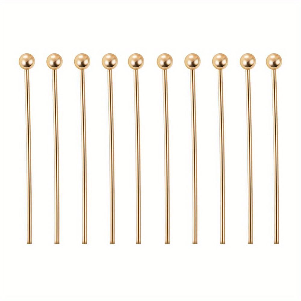 18k Golden Plated Flat Head Pins 21 Gauge Brass Head Ball - Temu