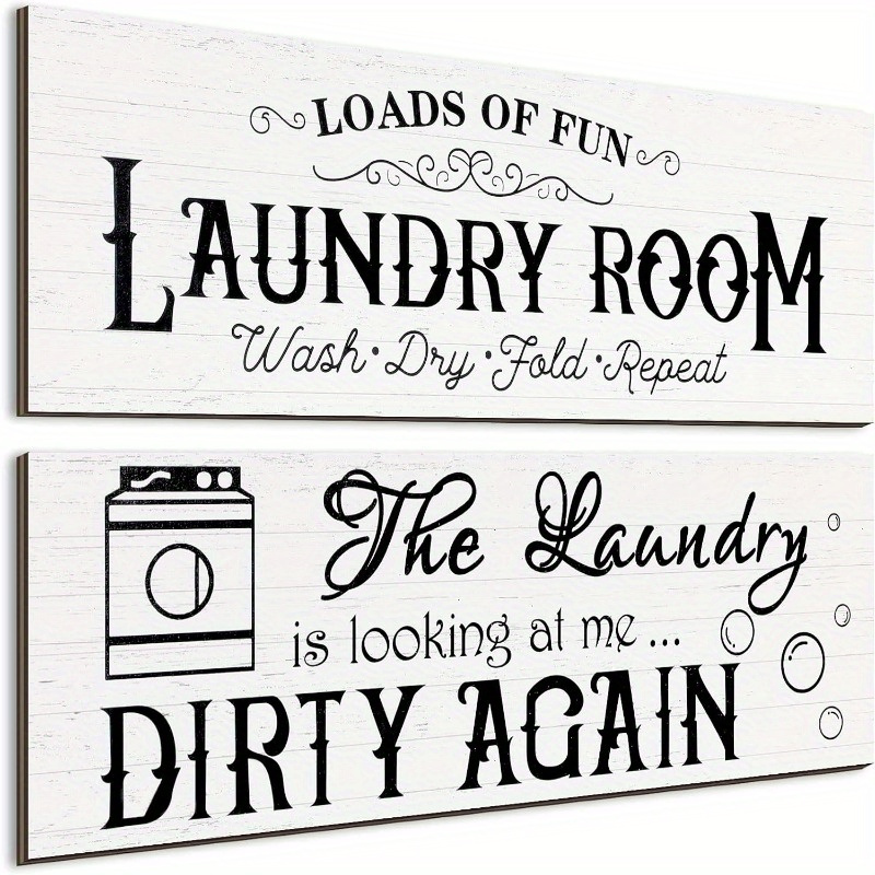 

2pcs Wooden Logo Decoration, Rural Style Home Laundry Room Wall Decoration, Wooden Retro Farmhouse Bathroom Wall Logo, Retro Laundry Rules (including Tape)