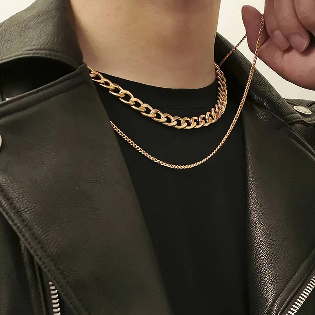 Mens hot sale layered chain