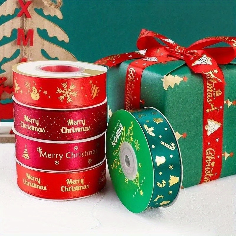 Christmas Ribbon Thin Gift Box Decorative Ribbon Printing - Temu