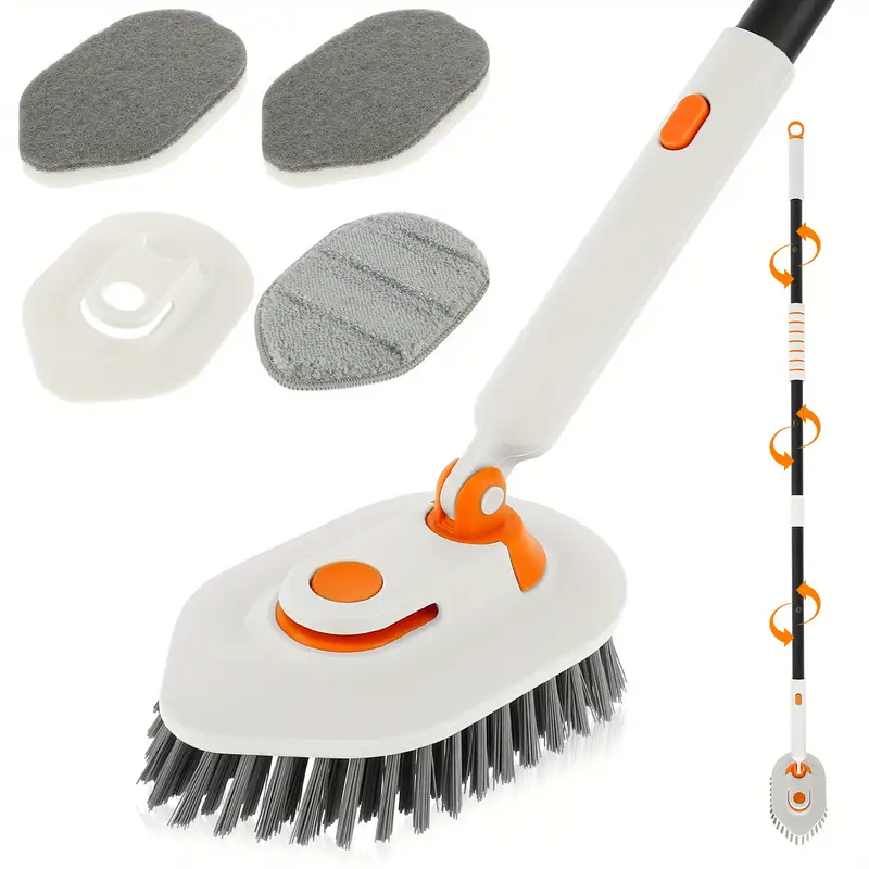 Long Handle Tub And Tile Cleaning Sponge Brush With 4 - Temu