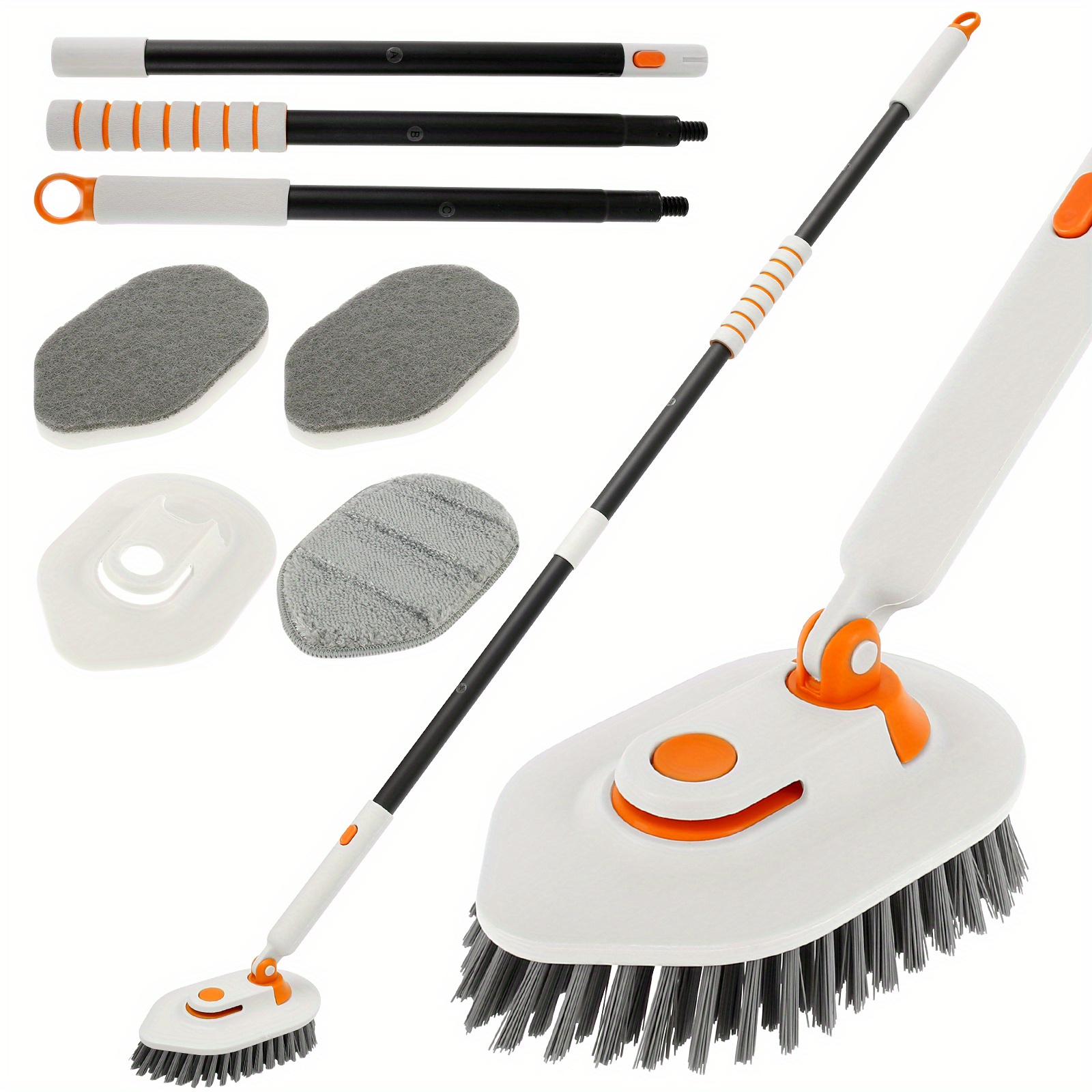 Long Handle Tub And Tile Cleaning Sponge Brush With 4 - Temu