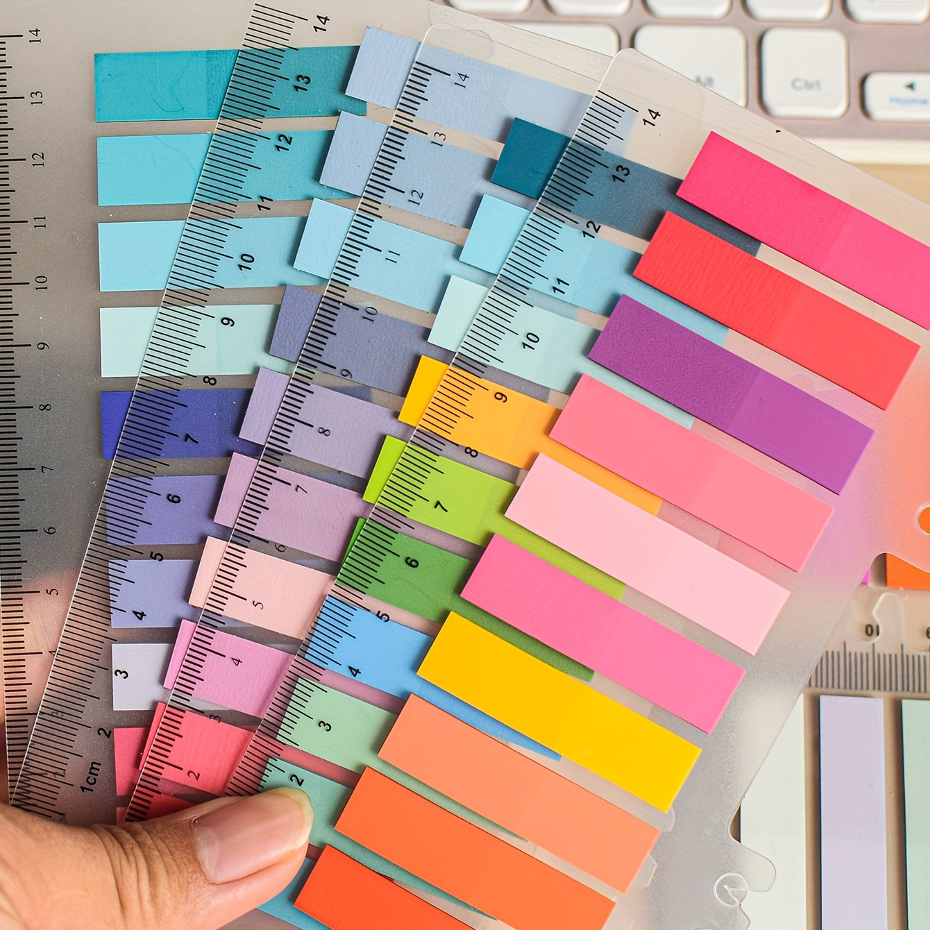Book Annotation Supplies, 10sheets Sticky Notes Set With Ruler For Index  Tabs Page Markers 60 Colors Indexing posted classified memo writing post  bookmarks transparent color fluorescent post-it index stick a label