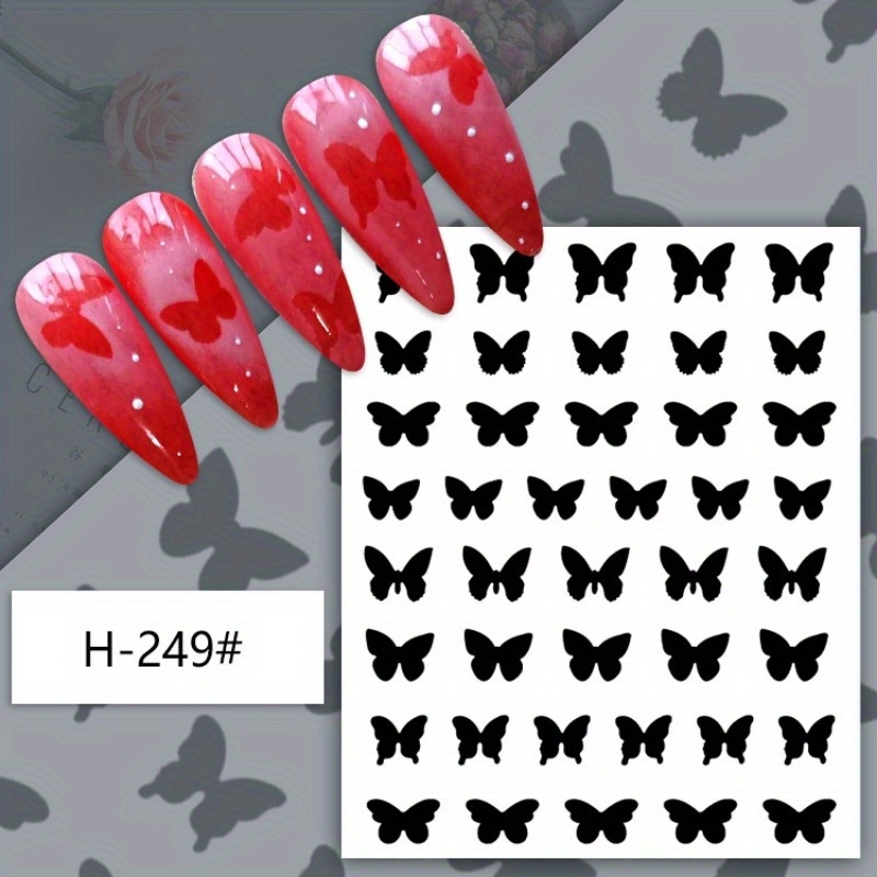 shizhong 6 Sheets Airbrush Nail Stickers Nail Stencils French Star Heart Starburst Bear Butterflies Nail Decals Printing Template DIY Stencil Tool Nail