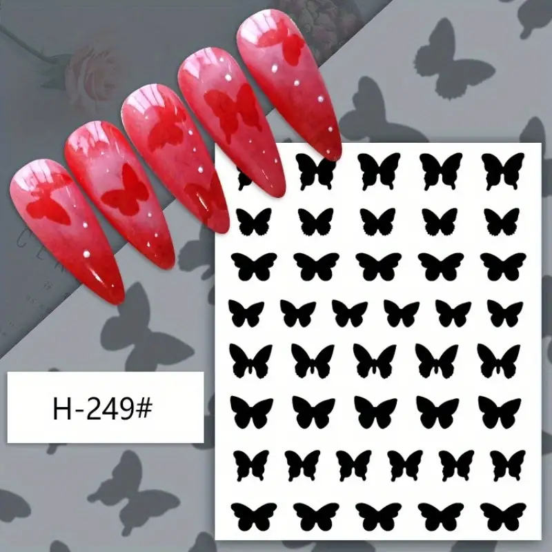 1Sheet Airbrush Nail Art Stickers Stencil Hollow Heart Butterfly Bear Stars  Self-Adhesive Decal Template Silders Manicure Tips#K