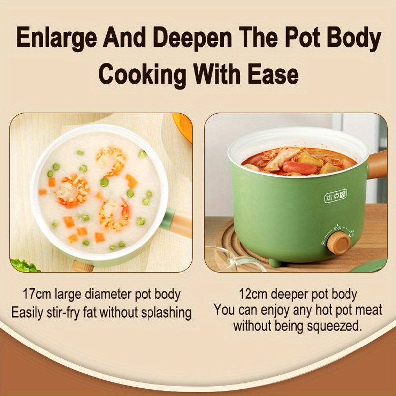 4-in-1 Multifunction Electric Skillet Non-Stick Stainless Steel Hot Pot  Noodles Rice Cooker Soup Pot Portable Mini Heating Pan Cooking Fried  (Diameter