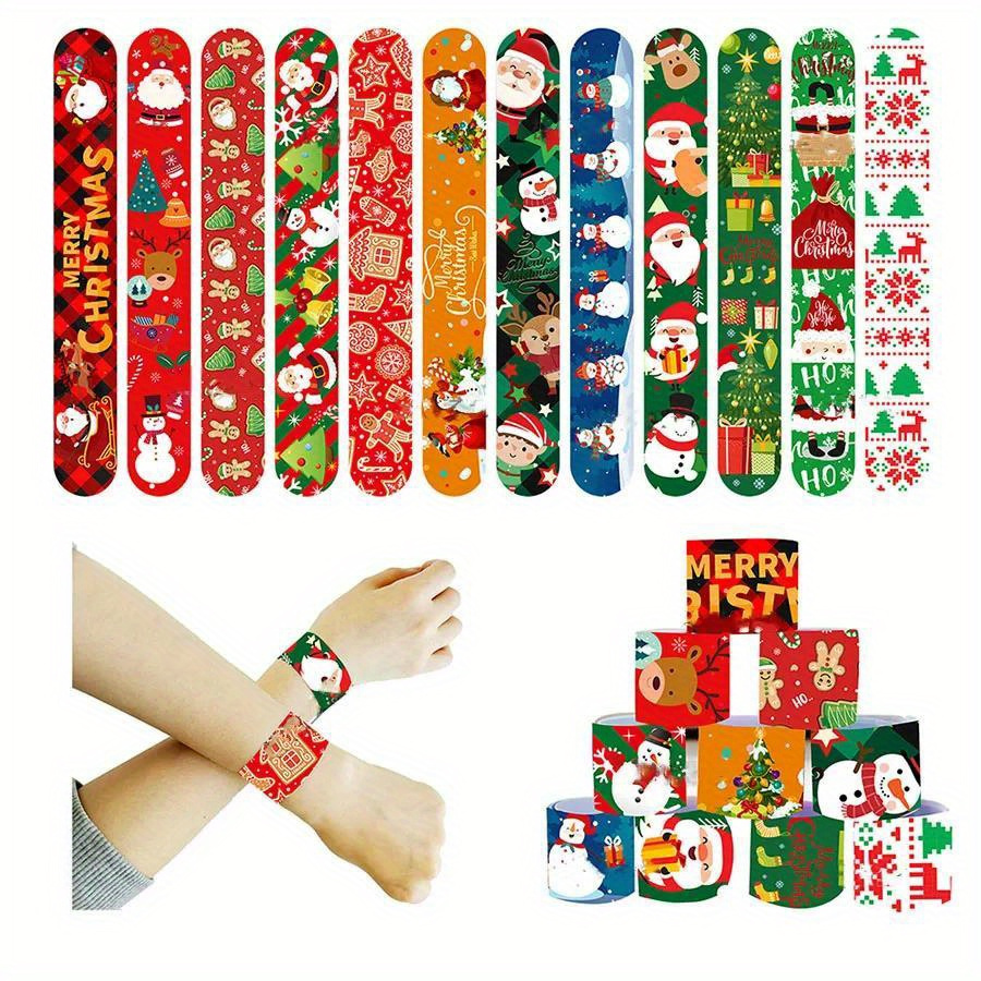 Christmas Slap Bracelets Party Favors X'mas Slap Bands Santa - Temu