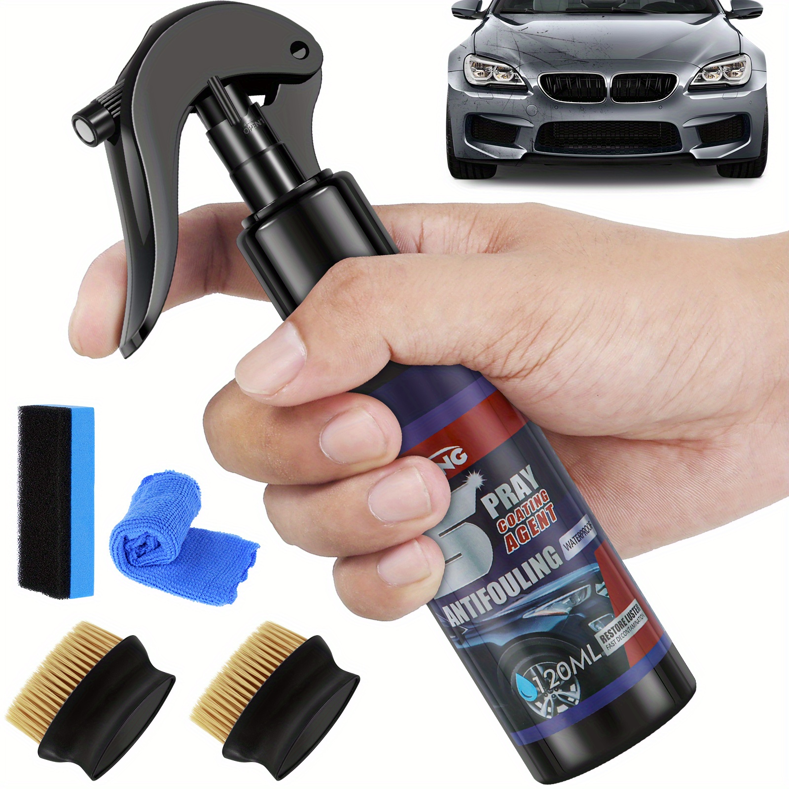 3 in 1 High Protection Fast Car Ceramic Coating Spray, Plastic